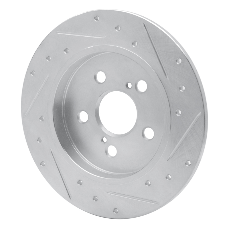 Lexus CT200H Brake Rotor (1) - Rear Left - R1 Concepts - Drilled & Slotted - Silver - `09-`24
